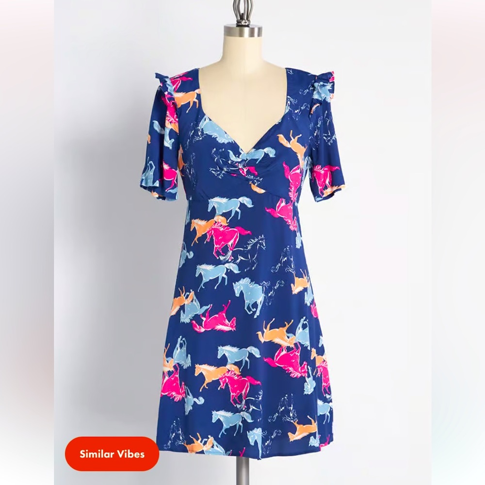 COPY - ModCloth western horse novelty print mini dress boho western 50% viscose